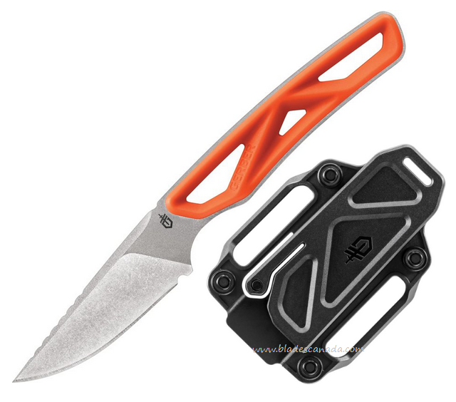 Gerber Exo-Mod Caper Fixed Blade Knife, Stainless SW, Orange Handle, G3918