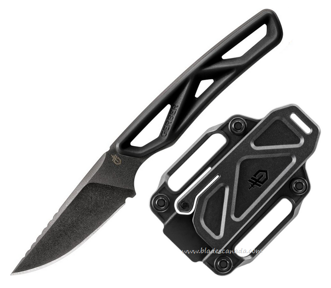 Gerber Exo-Mod Caper Fixed Blade Knife, Stainless Black SW, Black Handle, G4085