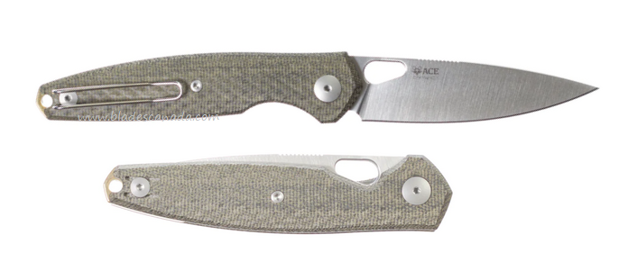 GiantMouse Ace Reo Folding Knife, CPM Magnacut Satin, Micarta Green, REO-GRN-CANVAS