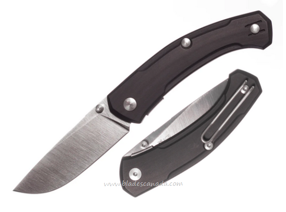 GiantMouse Ace Iona V2 Folding Knife, Magnacut Satin, Micarta Black Linen