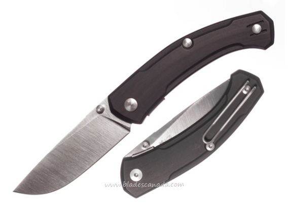 GiantMouse Ace Iona V2 Folding Knife, Magnacut Satin, Micarta Black Linen, IONA-V2-Black-Linen
