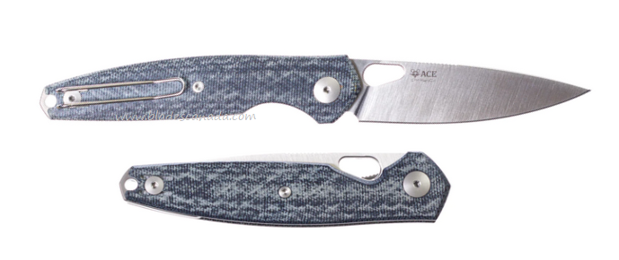 GiantMouse Ace Reo Folding Knife, CPM Magnacut Satin, Micarta Denim, REO-DENIM-MICARTA