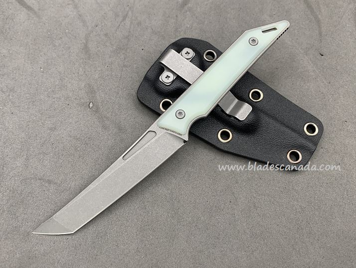 Hoback Goliath Fixed Blade Knife, CPM 20CV Grey SW, G10 Jade