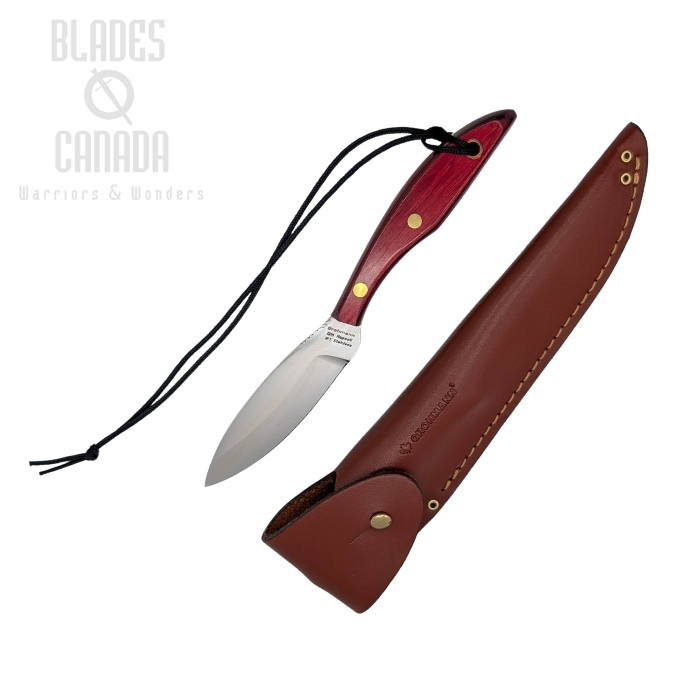 Grohmann X1SA Original Model Stainless Steel, Xtra Resinwood w/ Overlap Leather Sheath
