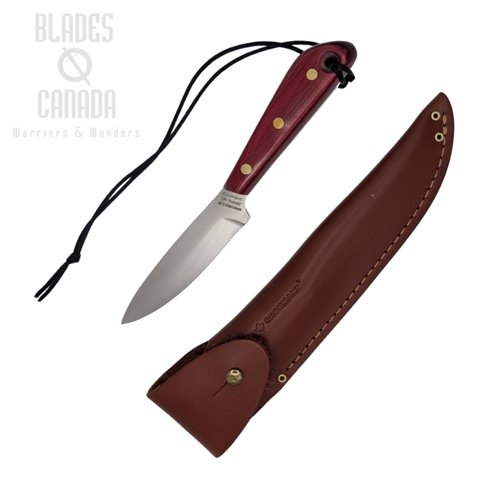 Grohmann X3SA Model 3 Army Knife Stainless Steel, Xtra Resinwood w/ Overlap Leather Sheath