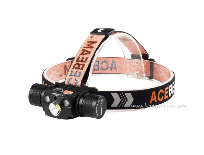 Acebeam H30 Headlamp w/ Red and UV - 4000 Lumens Cool White - Click Image to Close