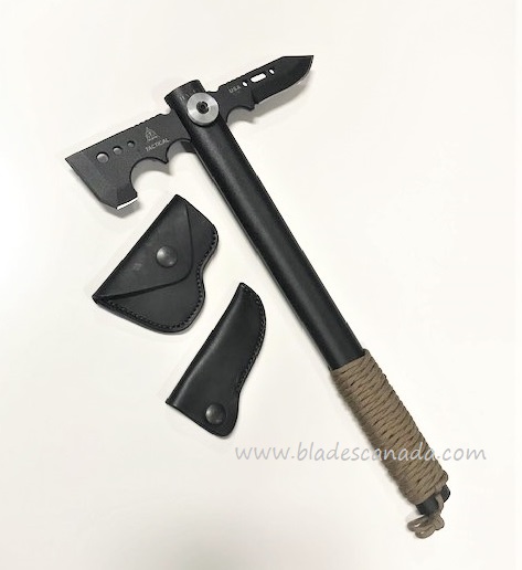 TOPS Haket Tactical Hawk, 1095 Carbon, Black Leather Sheath, HAKET01TK