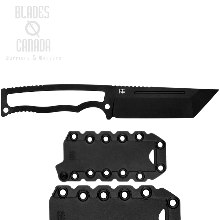 Halfbreed Compact Field Fixed Blade Knife, N690 Black, MOLLE Sheath CFK-03