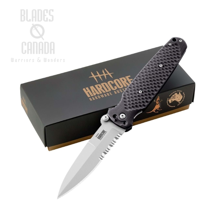 (image for) Halfbreed Hardcore Hardware Covert 01 Folding Knife, CPM S35VN, Partially Serrated, G10 Black, COVERT 01 BLK/BB
