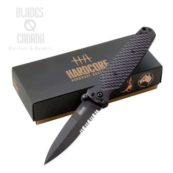 (image for) Halfbreed Hardcore Hardware Covert 01 Folding Knife, CPM S35VN, Partially Serrated, G10 Black, COVERT 01 BLK/BLK