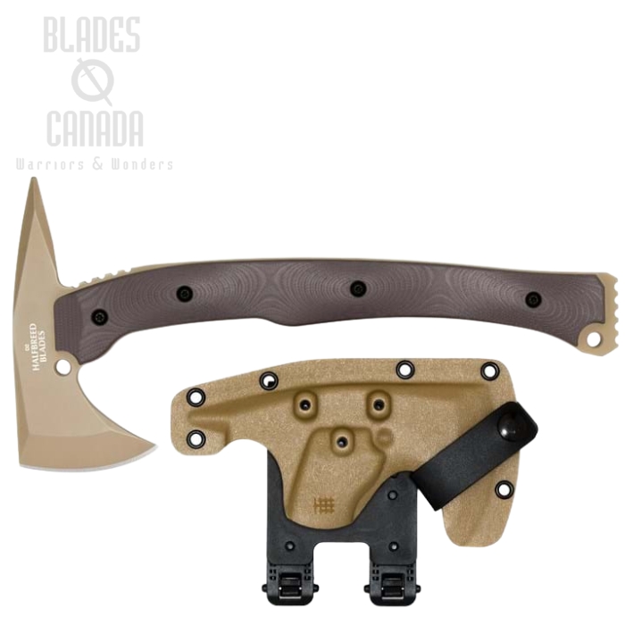 Halfbreed Large Rescue Axe, D2 Dark Earth, G10 Dark Earth, Kydex Sheath, LRA-01DE