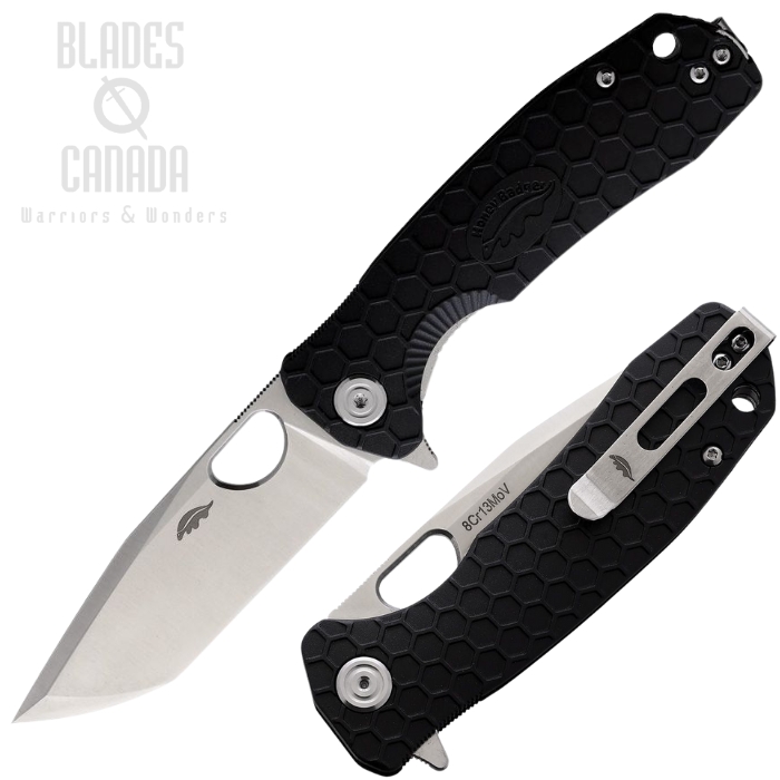 (image for) Honey Badger Medium Flipper Folding Knife, Satin Tanto, Nylon Black Textured,