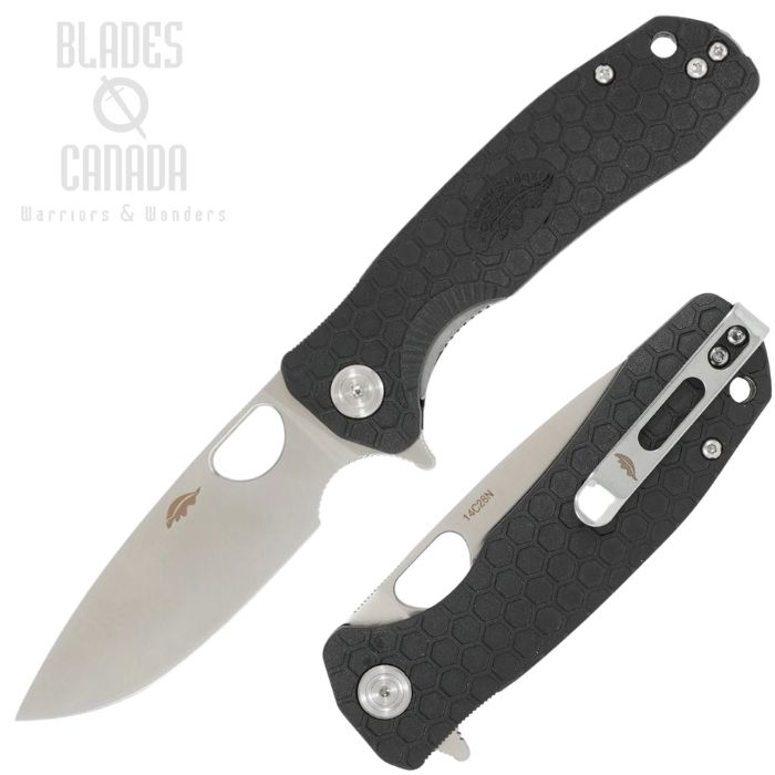(image for) Honey Badger Medium Flipper Folding Knife, 14C28N Satin, GFN Black, HB1511