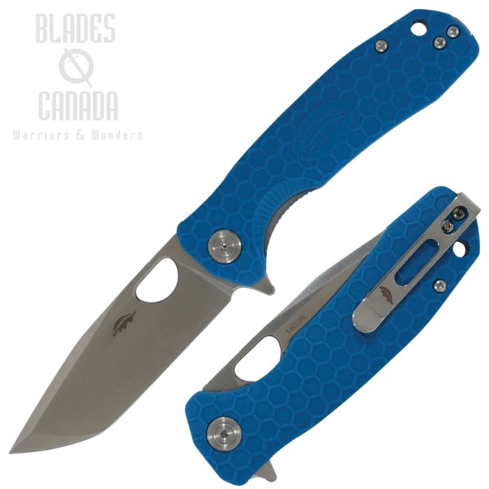 (image for) Honey Badger Medium Flipper Folding Knife, 14C28N Satin, GRN Blue Textured, HB1734