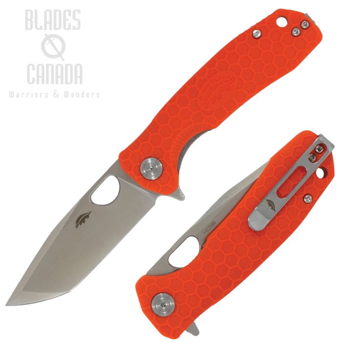 (image for) Honey Badger Medium Flipper Folding Knife, 14C28N Satin, GRN Orange Textured, HB1736