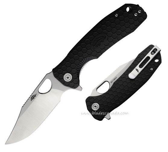 Honey Badger Large Flipper Folding Knife, Satin Blade, Textured Nylon Black, 4063