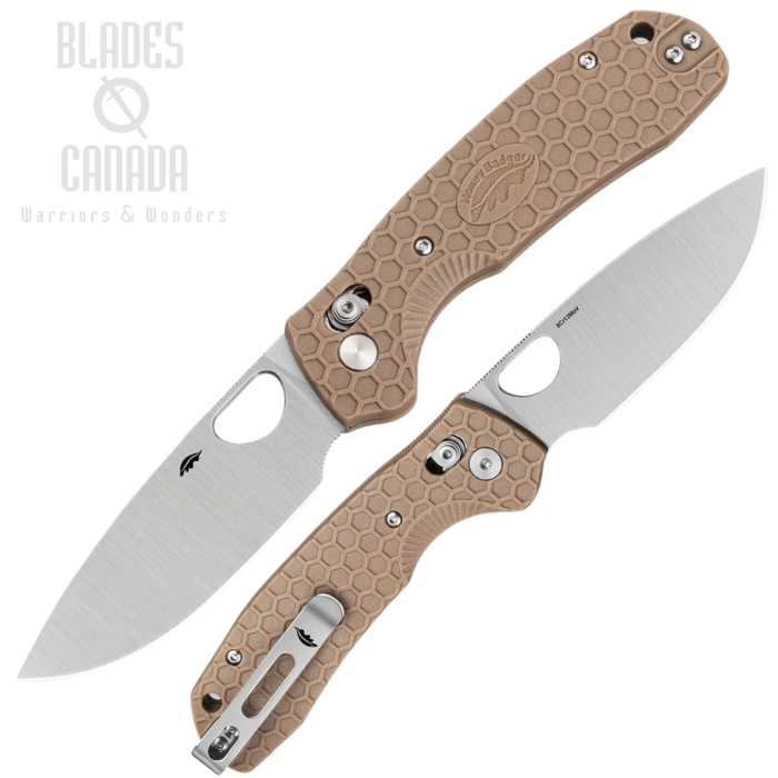 (image for) Honey Badger Large Crossbolt Lock Folding Knife, Satin Blade, FRN Tan Textured, HB6002
