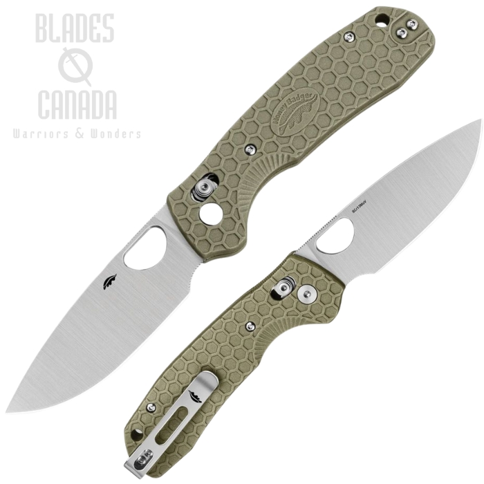 (image for) Honey Badger Large Crossbolt Lock Folding Knife, Satin Blade, FRN Green Textured, HB6003