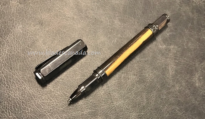 High Caliber Black and White Ebony Wood Rollerball