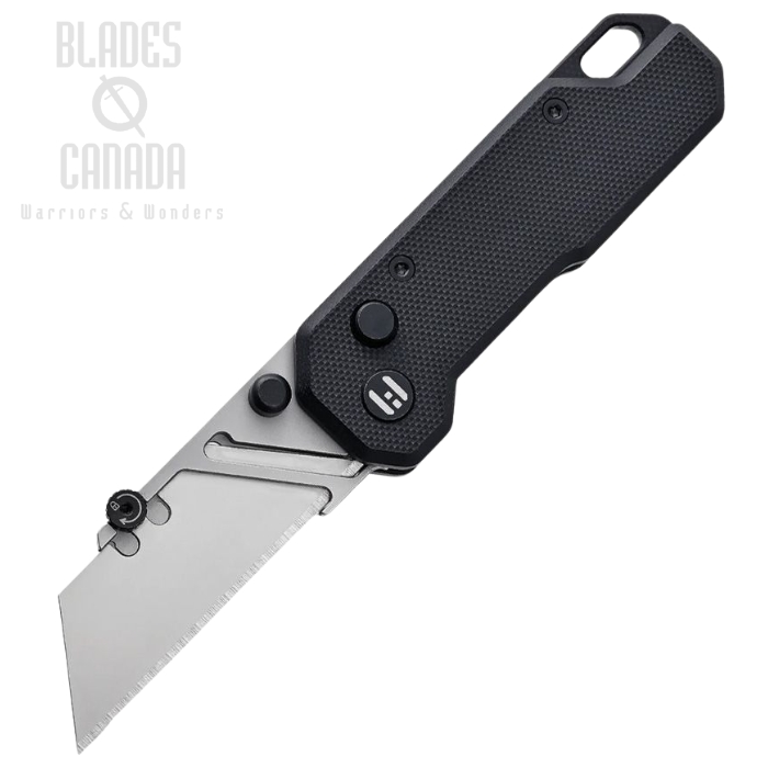 Hightron Vector Utility Button Lock Knife, SK2 Replaceable Blades, G10 Black, HTK02BLK2