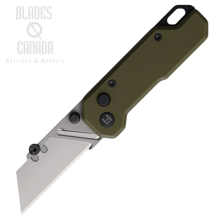 Hightron Vector Utility Button Lock Knife, SK2 Replaceable Blade, G10 Green, HTK02GRN