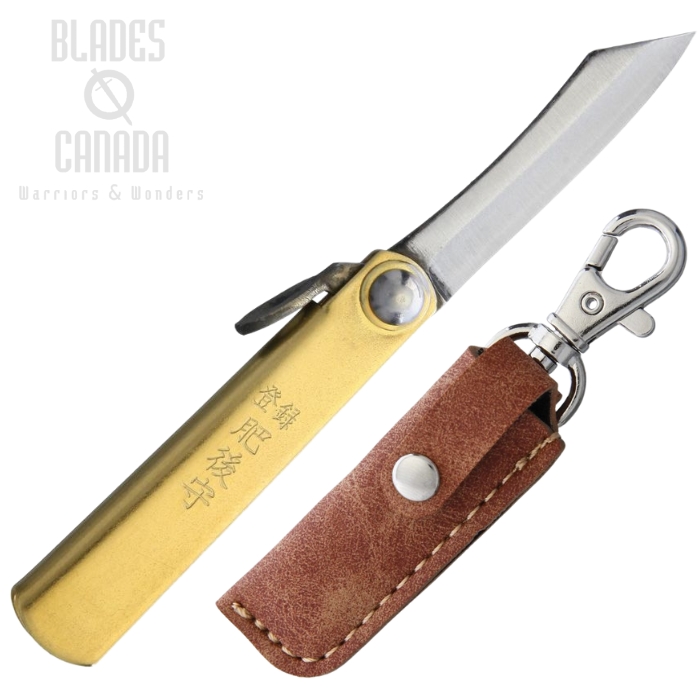 Nagao Higonokami 01BRS Slipjoint Folding Knife, SK Steel, Brass Handle