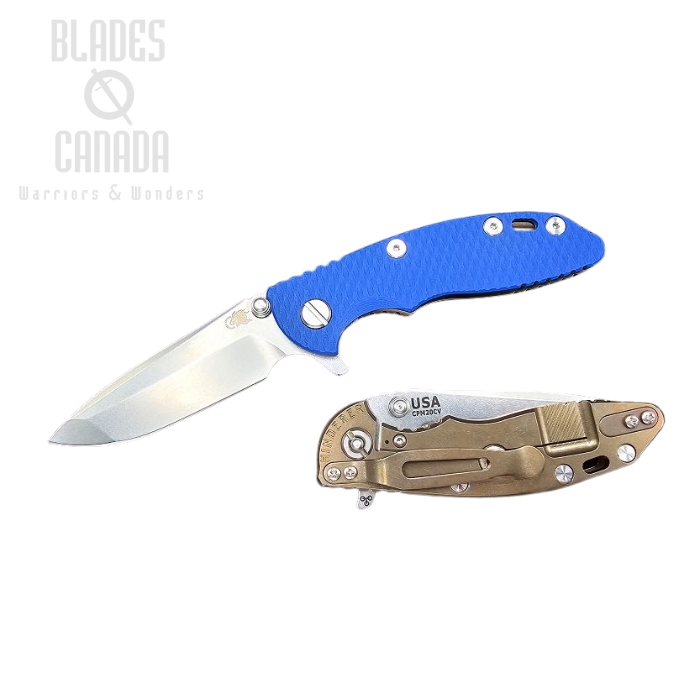 Hinderer XM-18 3.0 Spanto Tri-Way Stonewash Bronze - Blue G10 (image for) Hinderer XM-18 3.0 Spanto Tri-Way Stonewash Bronze - Blue G10