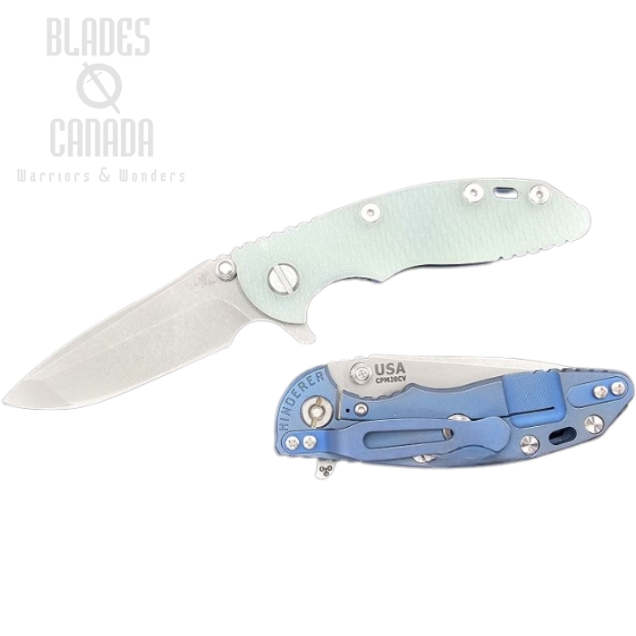 (image for) Hinderer XM-18 3.0 Spanto Tri-Way Battle Blue - Translucent Green G10