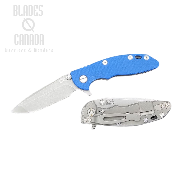 Hinderer XM-18 3.0 Spanto Tri-Way Working Finish - Blue G10 (image for) Hinderer XM-18 3.0 Spanto Tri-Way Working Finish - Blue G10