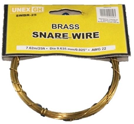 Unex Snare Wire 0.25" x 25' - Brass, SWBR-25
