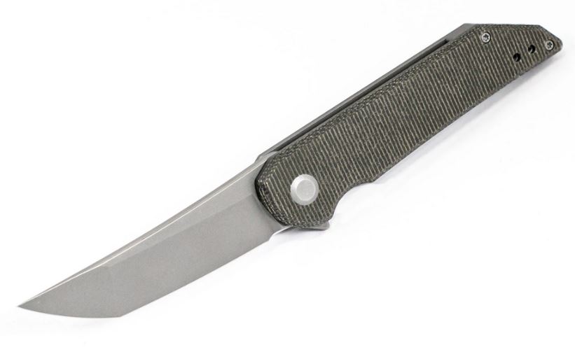 Hoback Radford Framelock Folding Knife, CPM 20CV, Titanium/Micarta Dark Green