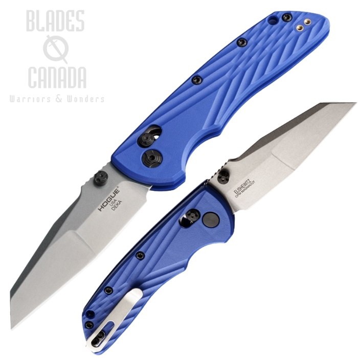 Hogue Deka ABLE Lock Folding Knife, Magnacut Stone Tumbled, Polymer Blue, 24363