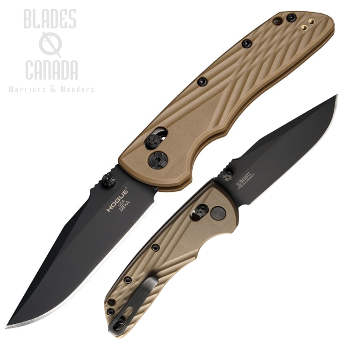Hogue Deka ABLE Lock Folding Knife, CPM MagnaCut Black, FDE Handle, 24377
