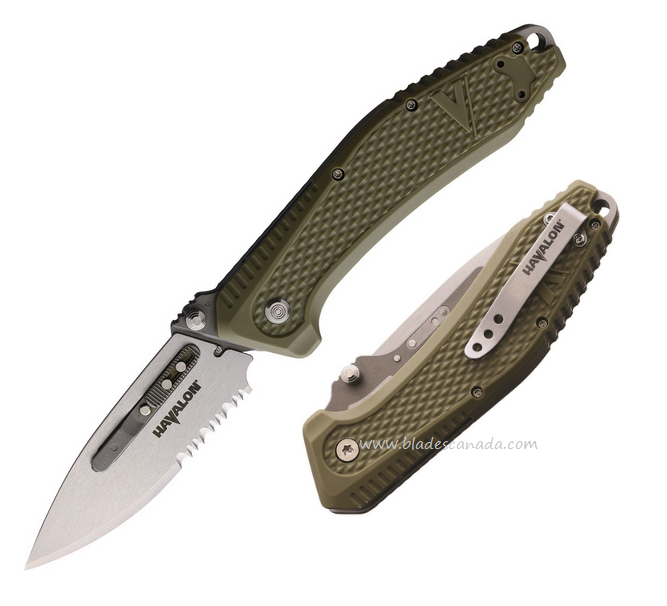 Havalon EDC REDI-lock Folding Knife, Assisted Opening, AUS 8, Green Handle, HVXTCREDIG