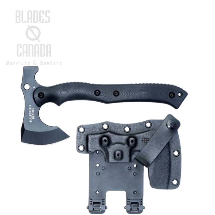 Halfbreed Compact Rescue Axe Hammer, K110 Black, G10 Black, Kydex Sheath, CRA-01 OD