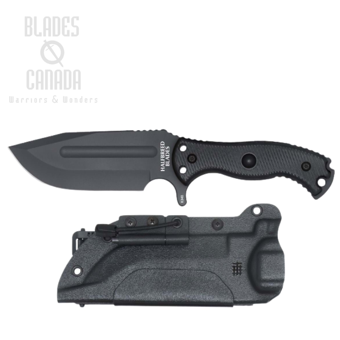 Halfbreed Large Bush Gen 2 Fixed Blade Knife, K340 Black, G10 Black, Kydex Sheath, LBK-01 BLK G2 K340