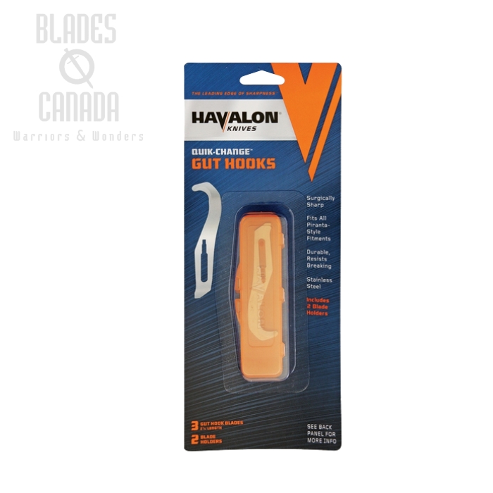 (image for) Havalon Gut Hook (3 Pack), Two Blade Holders, HVGHC3