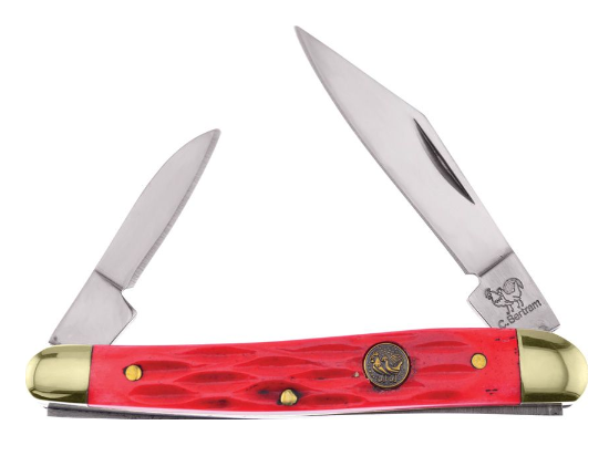 Hen & Rooster Pen Slipjoint Folding Knife, Stainless, Red Pick Bone, HR332RPB