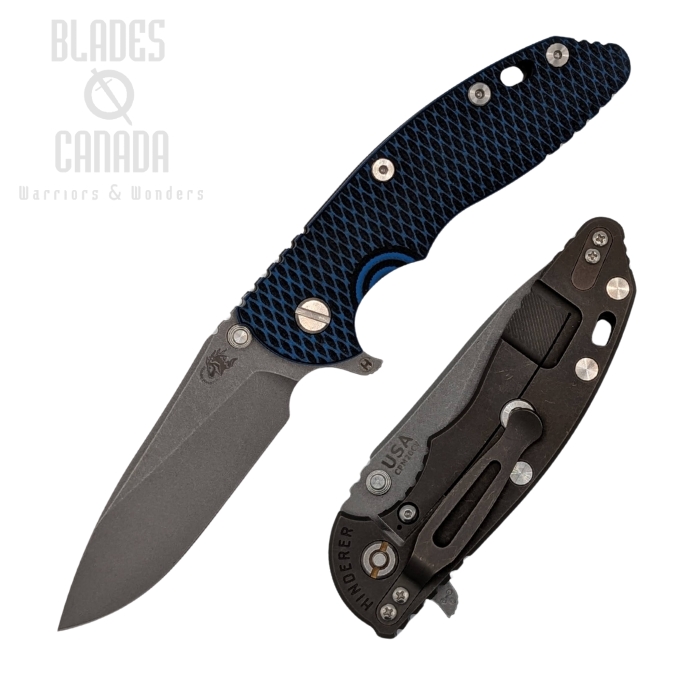 Hinderer XM-18 3.5 20CV Slicer Hollow Grind Tri-Way Battle Bronze - Blue/Black G10 Hinderer XM-18 3.5 20CV Slicer Hollow Grind Tri-Way Battle Bronze - Blue/Black G10