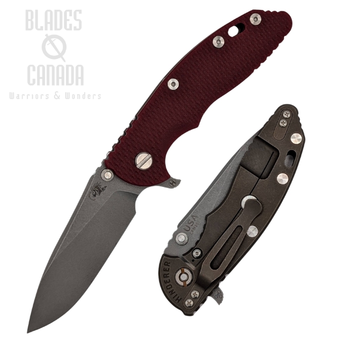 Hinderer XM-18 3.5 20CV Slicer Hollow Grind Tri-Way Battle Bronze - Red G10 Hinderer XM-18 3.5 20CV Slicer Hollow Grind Tri-Way Battle Bronze - Red G10