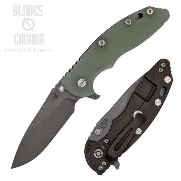 Hinderer XM-18 3.5 20CV Slicer Hollow Grind Tri-Way Battle Bronze- Translucent Green G10 Hinderer XM-18 3.5 20CV Slicer Hollow Grind Tri-Way Battle Bronze- Translucent Green G10