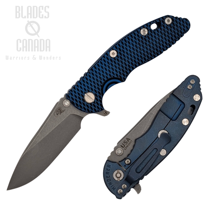 Hinderer XM-18 3.5 20CV Slicer Hollow Grind Tri-Way Battle Blue - Blue/Black G10 Hinderer XM-18 3.5 20CV Slicer Hollow Grind Tri-Way Battle Blue - Blue/Black G10