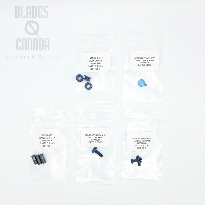 Hinderer XM-24 4.0" Complete Hardware Kit - Titanium Battle Blue