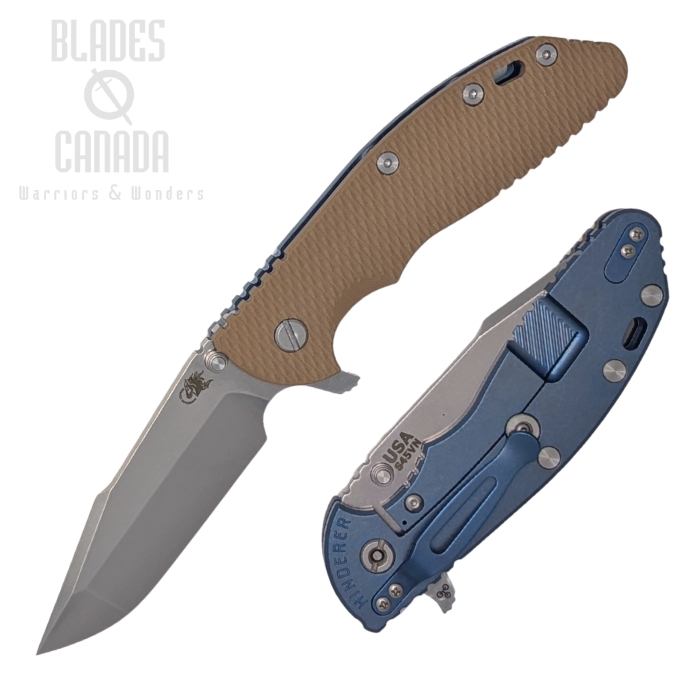 (image for) Hinderer XM-24 S45VN Harpoon Spanto Tri-Way Stonewash Blue - Coyote G10