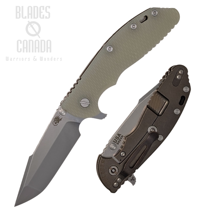 (image for) Hinderer XM-24 S45VN Harpoon Spanto Tri-Way Stonewash Bronze - Translucent Green G10