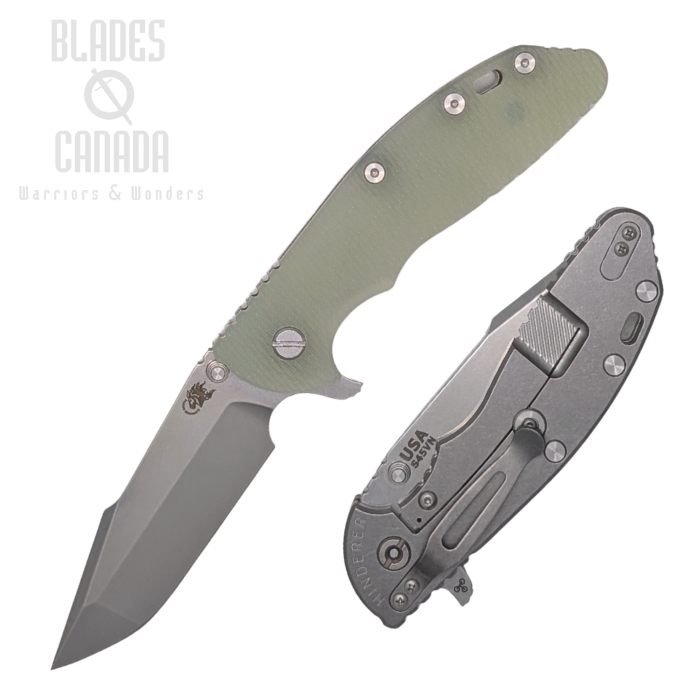 (image for) Hinderer XM-24 S45VN Harpoon Spanto Tri-Way Stonewash - Translucent Green G10