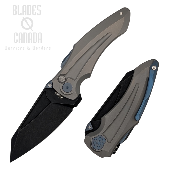 Hoback Sumo Folding Knife, CPM 20CV DLC Black SW, Titanium Light Grey Sandblast