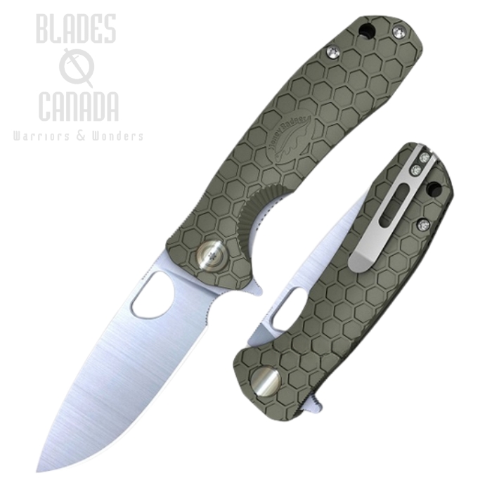 (image for) Honey Badger Large Flipper Folding Knife, FRN Green, HB1003