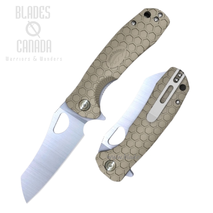 (image for) Honey Badger Med Wharncleaver Flipper Folding Knife, FRN Tan, HB1039