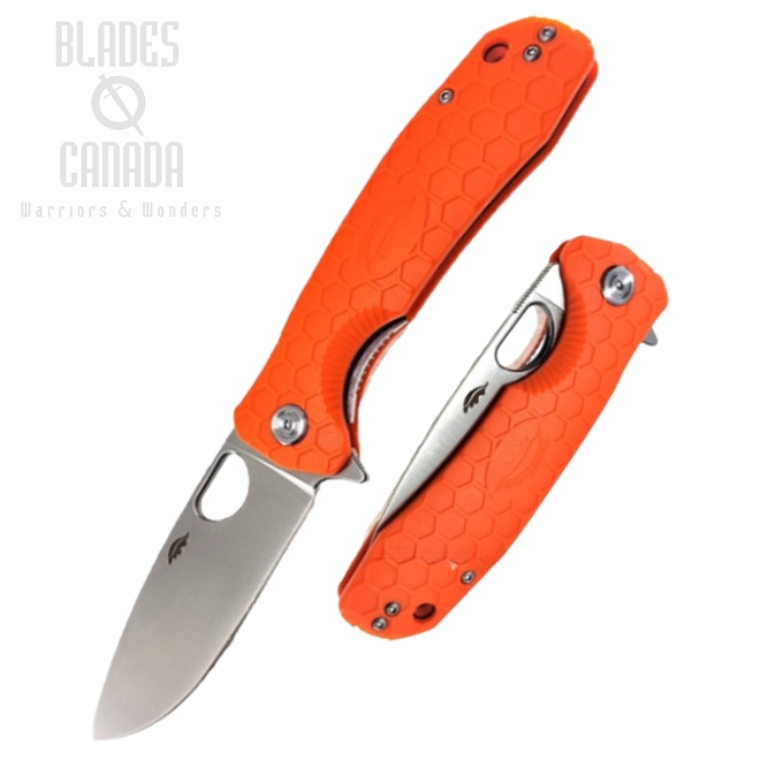 (image for) Honey Badger Large Flipper Folding Knife, No Choil, D2 Steel, FRN Orange, HB1044